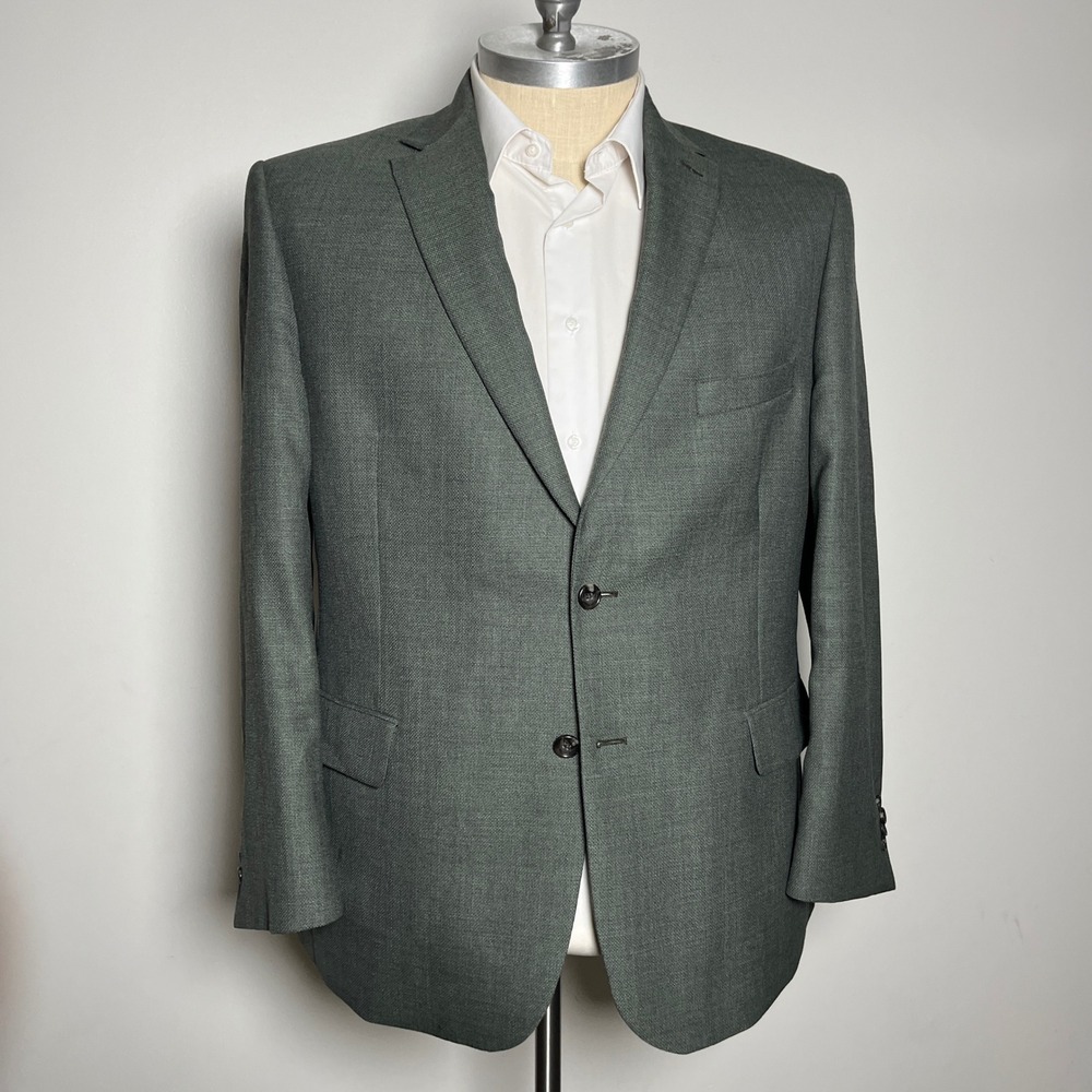 Jos. A. Bank Reserve Blazer Mens 48R Green Solid Vitale Barberis Canonico Wool